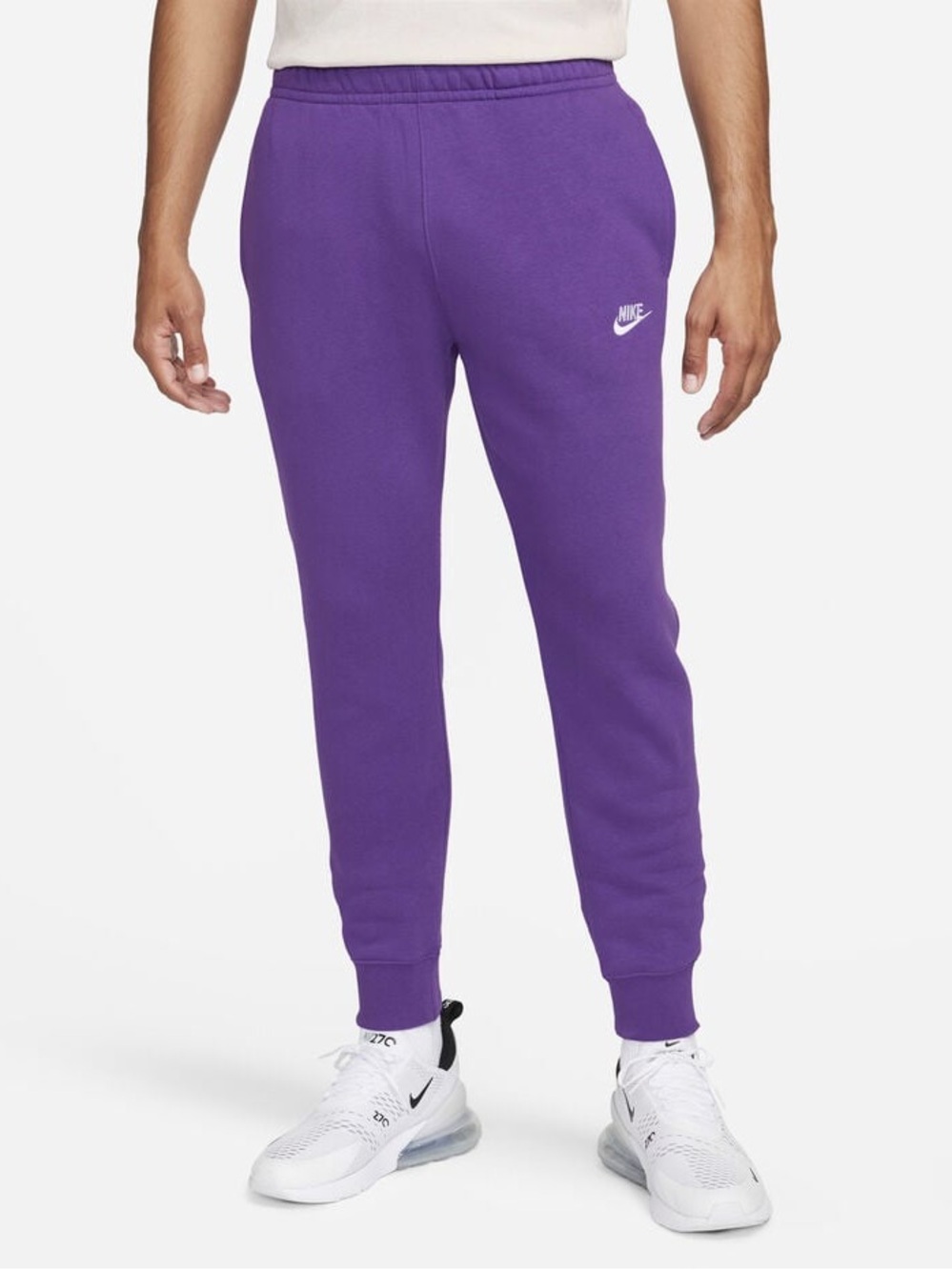 Nike Men's Purple Fleece Joggers with White Swoosh